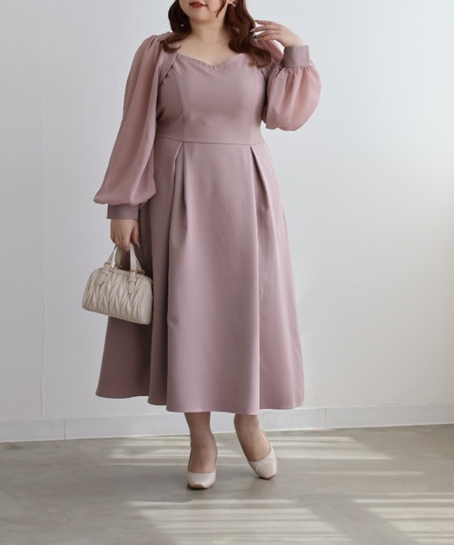 CLETTE(クレット)の「シアー袖ワンピース(ワンピース・レディース・ピンク/ブルー/ブラック・LL/3L/4L)」の16枚目の写真