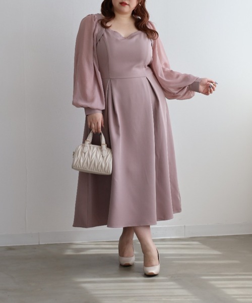 CLETTE(クレット)の「シアー袖ワンピース(ワンピース・レディース・ピンク/ブルー/ブラック・LL/3L/4L)」の17枚目の写真