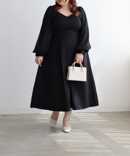 CLETTE(クレット)の「シアー袖ワンピース(ワンピース・レディース・ピンク/ブルー/ブラック・LL/3L/4L)」の6枚目の写真