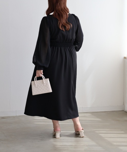 CLETTE(クレット)の「シアー袖ワンピース(ワンピース・レディース・ピンク/ブルー/ブラック・LL/3L/4L)」の7枚目の写真