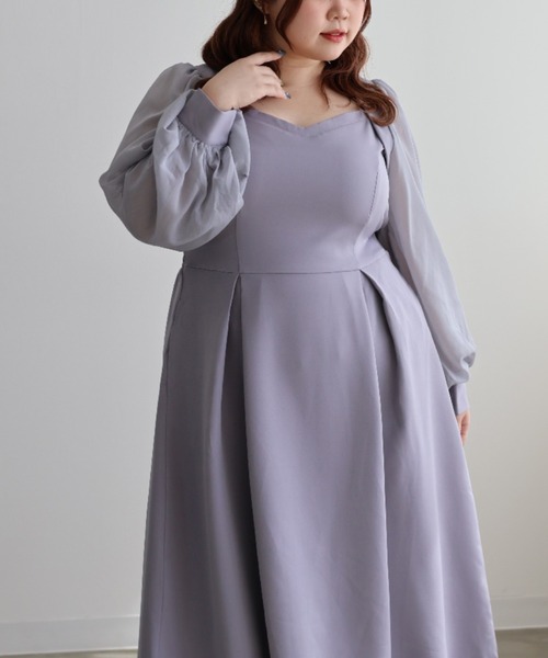 CLETTE(クレット)の「シアー袖ワンピース(ワンピース・レディース・ピンク/ブルー/ブラック・LL/3L/4L)」の12枚目の写真