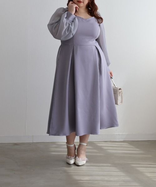 CLETTE(クレット)の「シアー袖ワンピース(ワンピース・レディース・ピンク/ブルー/ブラック・LL/3L/4L)」の10枚目の写真