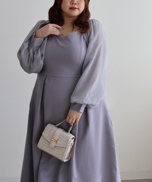 CLETTE(クレット)の「シアー袖ワンピース(ワンピース・レディース・ピンク/ブルー/ブラック・LL/3L/4L)」の13枚目の写真