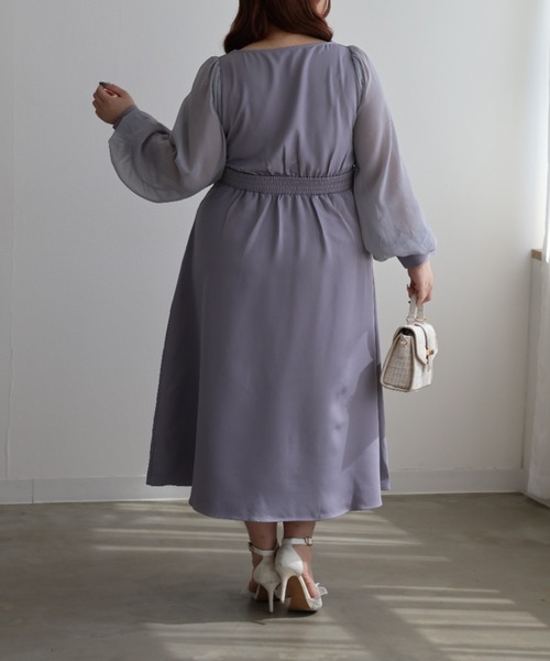 CLETTE(クレット)の「シアー袖ワンピース(ワンピース・レディース・ピンク/ブルー/ブラック・LL/3L/4L)」の11枚目の写真