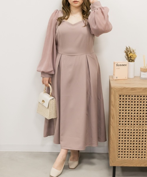 CLETTE(クレット)の「シアー袖ワンピース(ワンピース・レディース・ピンク/ブルー/ブラック・LL/3L/4L)」の18枚目の写真