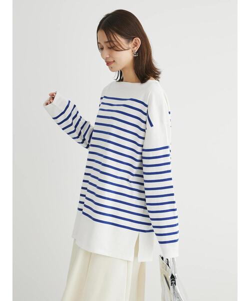 Green　Parks（グリーンパークス）の「パネルボーダーロンチュニック（チュニック・レディース・ブルー/ライトグレー/オレンジ/ネイビー・FREE）」の12枚目の写真