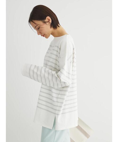 Green　Parks（グリーンパークス）の「パネルボーダーロンチュニック（チュニック・レディース・ブルー/ライトグレー/オレンジ/ネイビー・FREE）」の20枚目の写真