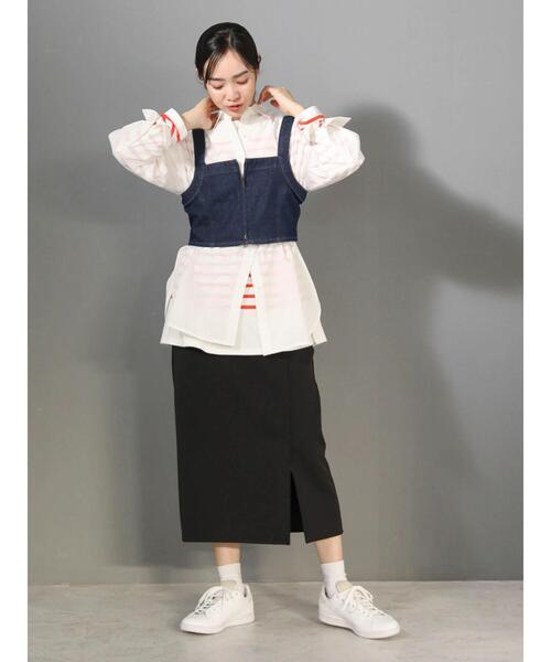 Green　Parks（グリーンパークス）の「パネルボーダーロンチュニック（チュニック・レディース・ブルー/ライトグレー/オレンジ/ネイビー・FREE）」の6枚目の写真