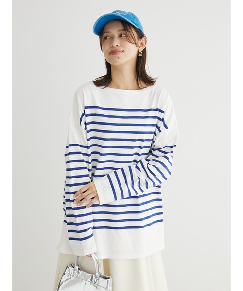 Green　Parks（グリーンパークス）の「パネルボーダーロンチュニック（チュニック・レディース・ブルー/ライトグレー/オレンジ/ネイビー・FREE）」の10枚目の写真