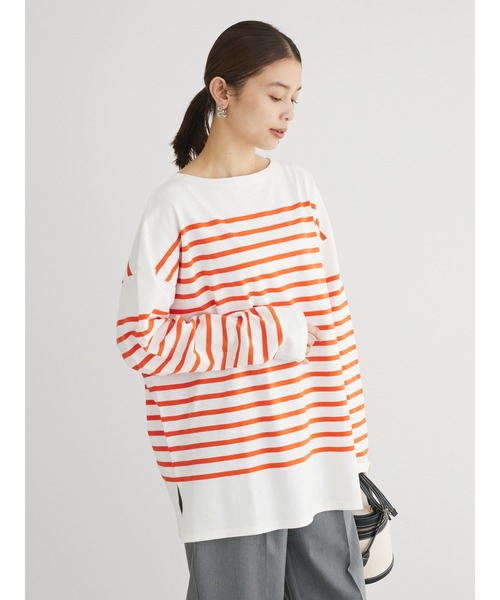 Green　Parks（グリーンパークス）の「パネルボーダーロンチュニック（チュニック・レディース・ブルー/ライトグレー/オレンジ/ネイビー・FREE）」の16枚目の写真