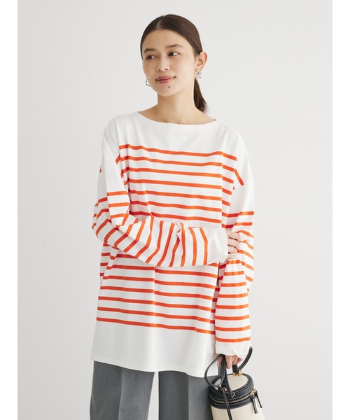 Green　Parks（グリーンパークス）の「パネルボーダーロンチュニック（チュニック・レディース・ブルー/ライトグレー/オレンジ/ネイビー・FREE）」の22枚目の写真