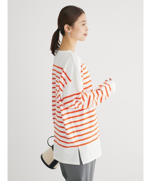 Green　Parks（グリーンパークス）の「パネルボーダーロンチュニック（チュニック・レディース・ブルー/ライトグレー/オレンジ/ネイビー・FREE）」の18枚目の写真