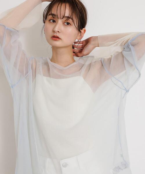 SENSE OF PLACE by URBAN RESEARCH（センスオブプレイスバイアーバンリサーチ）の「シアーチュールトップ（Tシャツ/カットソー・レディース・ホワイト系その他/ブラック系その他/グレー系その他・ONE）」の4枚目の写真