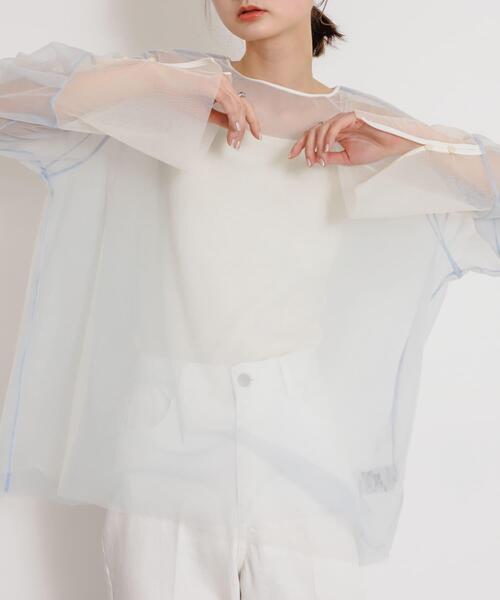 SENSE OF PLACE by URBAN RESEARCH（センスオブプレイスバイアーバンリサーチ）の「シアーチュールトップ（Tシャツ/カットソー・レディース・ホワイト系その他/ブラック系その他/グレー系その他・ONE）」の6枚目の写真