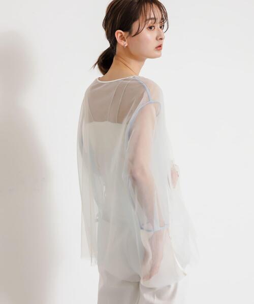 SENSE OF PLACE by URBAN RESEARCH（センスオブプレイスバイアーバンリサーチ）の「シアーチュールトップ（Tシャツ/カットソー・レディース・ホワイト系その他/ブラック系その他/グレー系その他・ONE）」の8枚目の写真