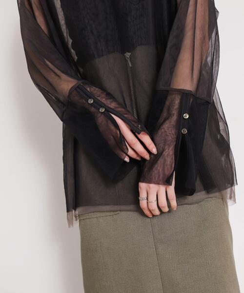 SENSE OF PLACE by URBAN RESEARCH（センスオブプレイスバイアーバンリサーチ）の「シアーチュールトップ（Tシャツ/カットソー・レディース・ホワイト系その他/ブラック系その他/グレー系その他・ONE）」の21枚目の写真