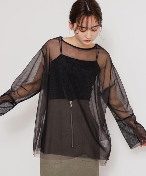 SENSE OF PLACE by URBAN RESEARCH(センスオブプレイスバイアーバンリサーチ)の「シアーチュールトップ(Tシャツ/カットソー・レディース・ホワイト系その他/ブラック系その他/グレー系その他・ONE)」の21枚目の写真
