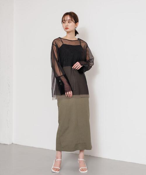 SENSE OF PLACE by URBAN RESEARCH(センスオブプレイスバイアーバンリサーチ)の「シアーチュールトップ(Tシャツ/カットソー・レディース・ホワイト系その他/ブラック系その他/グレー系その他・ONE)」の19枚目の写真