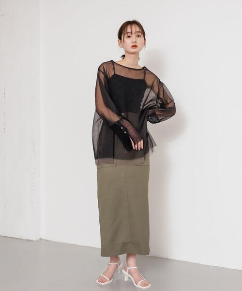 SENSE OF PLACE by URBAN RESEARCH(センスオブプレイスバイアーバンリサーチ)の「シアーチュールトップ(Tシャツ/カットソー・レディース・ホワイト系その他/ブラック系その他/グレー系その他・ONE)」の18枚目の写真