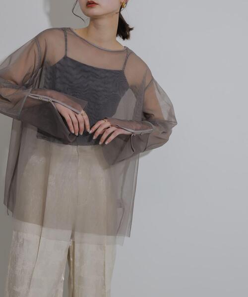 SENSE OF PLACE by URBAN RESEARCH(センスオブプレイスバイアーバンリサーチ)の「シアーチュールトップ(Tシャツ/カットソー・レディース・ホワイト系その他/ブラック系その他/グレー系その他・ONE)」の10枚目の写真