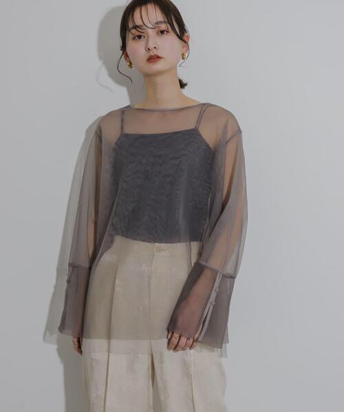 SENSE OF PLACE by URBAN RESEARCH(センスオブプレイスバイアーバンリサーチ)の「シアーチュールトップ(Tシャツ/カットソー・レディース・ホワイト系その他/ブラック系その他/グレー系その他・ONE)」の8枚目の写真