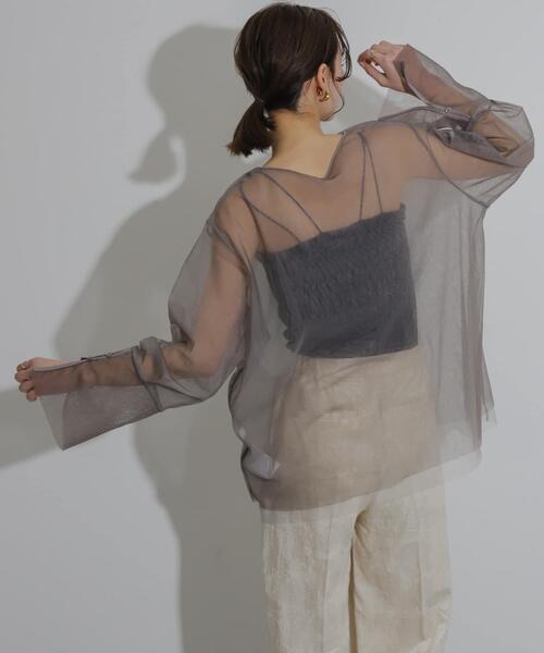 SENSE OF PLACE by URBAN RESEARCH(センスオブプレイスバイアーバンリサーチ)の「シアーチュールトップ(Tシャツ/カットソー・レディース・ホワイト系その他/ブラック系その他/グレー系その他・ONE)」の7枚目の写真