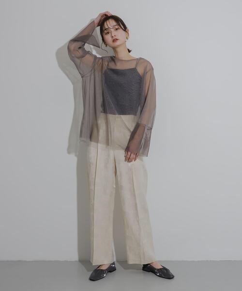 SENSE OF PLACE by URBAN RESEARCH(センスオブプレイスバイアーバンリサーチ)の「シアーチュールトップ(Tシャツ/カットソー・レディース・ホワイト系その他/ブラック系その他/グレー系その他・ONE)」の6枚目の写真