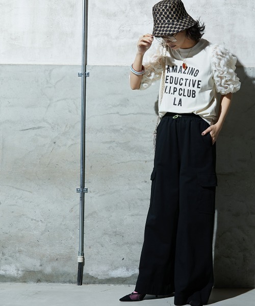 GEVS.（ジェイヴィス）の「フリル袖パフスリーブカットソートップス ＜大きいサイズ有＞GEVS.（Tシャツ/カットソー・レディース・アイボリー/ブラック・L/5L/4L/3L/LL/M）」の13枚目の写真