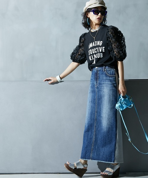 GEVS.（ジェイヴィス）の「フリル袖パフスリーブカットソートップス ＜大きいサイズ有＞GEVS.（Tシャツ/カットソー・レディース・アイボリー/ブラック・L/5L/4L/3L/LL/M）」の19枚目の写真