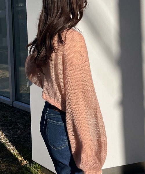 RiLi(リリ)の「ざっくり編みモヘアライクニット【RL】(ニット/セーター・レディース・ミント/ライトパープル/コーラルピンク/ブルー・FREE)」の4枚目の写真