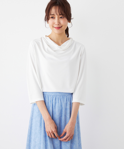 A/C DESIGN BY ALPHA CUBIC(エーシーデザインバイアルファキュービック)の「【接触冷感】ドレーププルオーバー(Tシャツ/カットソー・レディース・オフホワイト/ネイビー/グリーン・LL/M/L)」の5枚目の写真