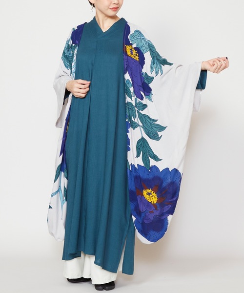 カヤ(カヤ)の「【カヤ】華めき牡丹UV羽織(カーディガン/ボレロ・レディース・ネイビー/キナリ/ライトグレー/ホワイト×イエロー・FREE)」の18枚目の写真