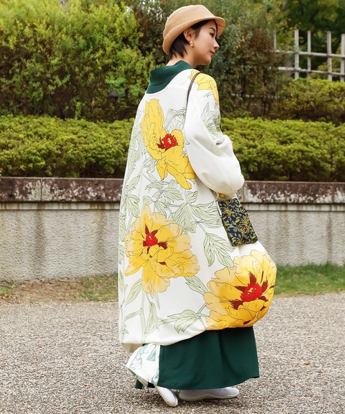 カヤ(カヤ)の「【カヤ】華めき牡丹UV羽織(カーディガン/ボレロ・レディース・ネイビー/キナリ/ライトグレー/ホワイト×イエロー・FREE)」の7枚目の写真