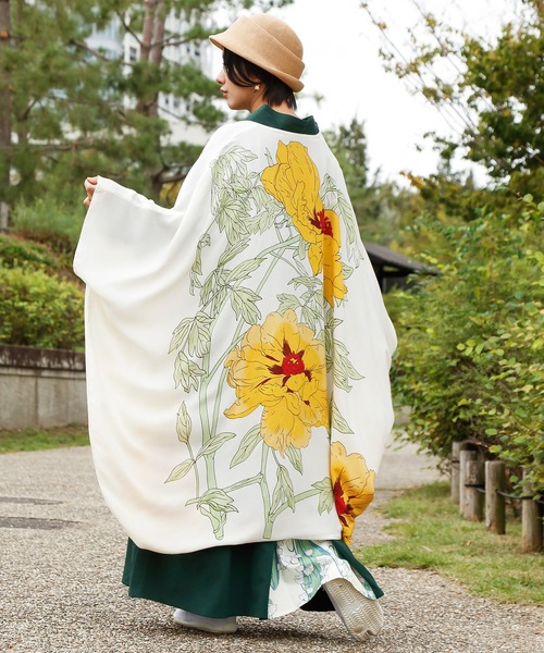 カヤ(カヤ)の「【カヤ】華めき牡丹UV羽織(カーディガン/ボレロ・レディース・ネイビー/キナリ/ライトグレー/ホワイト×イエロー・FREE)」の12枚目の写真