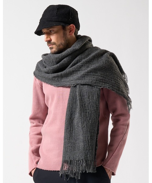 wjk(ダヴルジェイケイ)の「fringe soft stall(ストール/ショール・メンズ・ブラック/グレー/モカ・FREE)」の3枚目の写真