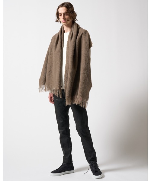 wjk(ダヴルジェイケイ)の「fringe soft stall(ストール/ショール・メンズ・ブラック/グレー/モカ・FREE)」の5枚目の写真