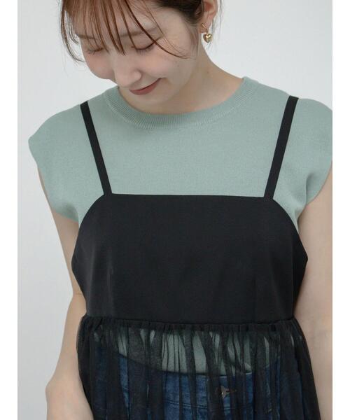 Te chichi TERRASSE(テチチテラス)の「【抗菌防臭】フレンチスリーブトップス(ニット/セーター・レディース・ピンク/ミント/ネイビー/オフホワイト/ブラック・F)」の4枚目の写真