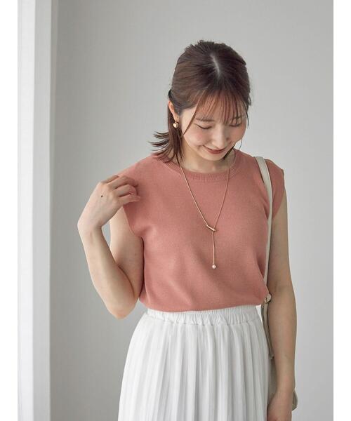 Te chichi TERRASSE(テチチテラス)の「【抗菌防臭】フレンチスリーブトップス(ニット/セーター・レディース・ピンク/ミント/ネイビー/オフホワイト/ブラック・F)」の6枚目の写真