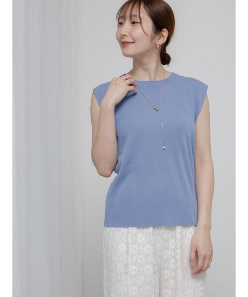 Te chichi TERRASSE(テチチテラス)の「【抗菌防臭】フレンチスリーブトップス(ニット/セーター・レディース・ピンク/ミント/ネイビー/オフホワイト/ブラック・F)」の7枚目の写真