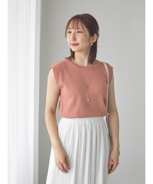 Te chichi TERRASSE(テチチテラス)の「【抗菌防臭】フレンチスリーブトップス(ニット/セーター・レディース・ピンク/ミント/ネイビー/オフホワイト/ブラック・F)」の14枚目の写真