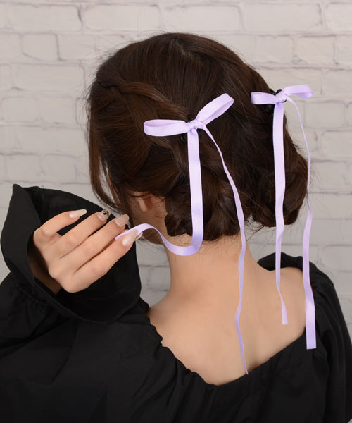 Mayree（メイリー）の「【float】パステルカラー ロングリボン ヘアクリップ【2個セット/5色展開】（バレッタ/ヘアクリップ・レディース・ブラック/イエロー/ミント/ライラック/オフホワイト/ベビーピンク/ライトブルー・FREE）」の21枚目の写真