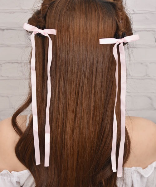 Mayree（メイリー）の「【float】パステルカラー ロングリボン ヘアクリップ【2個セット/5色展開】（バレッタ/ヘアクリップ・レディース・ブラック/イエロー/ミント/ライラック/オフホワイト/ベビーピンク/ライトブルー・FREE）」の14枚目の写真