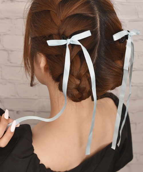 Mayree（メイリー）の「【float】パステルカラー ロングリボン ヘアクリップ【2個セット/5色展開】（バレッタ/ヘアクリップ・レディース・ブラック/イエロー/ミント/ライラック/オフホワイト/ベビーピンク/ライトブルー・FREE）」の12枚目の写真