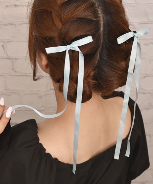 Mayree（メイリー）の「【float】パステルカラー ロングリボン ヘアクリップ【2個セット/5色展開】（バレッタ/ヘアクリップ・レディース・ブラック/イエロー/ミント/ライラック/オフホワイト/ベビーピンク/ライトブルー・FREE）」の13枚目の写真