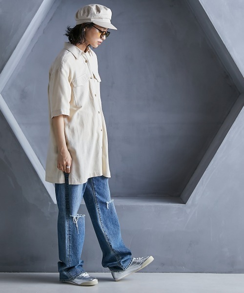 GEVS.（ジェイヴィス）の「＜大きいサイズ＞ レーヨン麻チュニックシャツ GEVS.（シャツ/ブラウス・レディース・ベージュ/ブラック・L/5L/4L/3L/LL）」の22枚目の写真