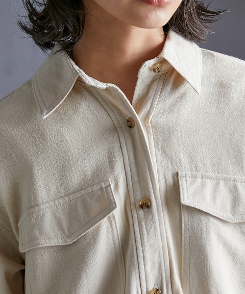 GEVS.（ジェイヴィス）の「＜大きいサイズ＞ レーヨン麻チュニックシャツ GEVS.（シャツ/ブラウス・レディース・ベージュ/ブラック・L/5L/4L/3L/LL）」の13枚目の写真