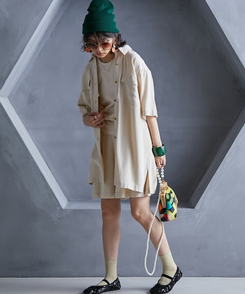 GEVS.（ジェイヴィス）の「＜大きいサイズ＞ レーヨン麻チュニックシャツ GEVS.（シャツ/ブラウス・レディース・ベージュ/ブラック・L/5L/4L/3L/LL）」の12枚目の写真