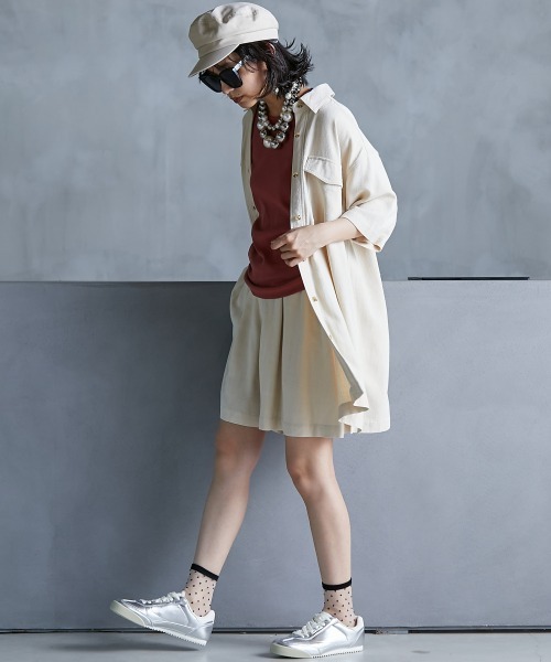 GEVS.（ジェイヴィス）の「＜大きいサイズ＞ レーヨン麻チュニックシャツ GEVS.（シャツ/ブラウス・レディース・ベージュ/ブラック・L/5L/4L/3L/LL）」の11枚目の写真