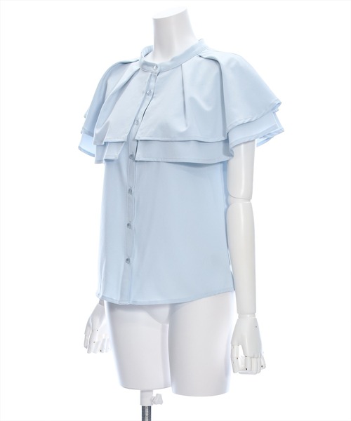 clear（クリア）の「ダブルケープブラウス[オフィスカジュアル 着回し抜群 大人]≪SS新作≫（シャツ/ブラウス・レディース・サックスブルー/ブラック/オフホワイト・F）」の12枚目の写真