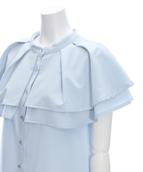 clear（クリア）の「ダブルケープブラウス[オフィスカジュアル 着回し抜群 大人]≪SS新作≫（シャツ/ブラウス・レディース・サックスブルー/ブラック/オフホワイト・F）」の17枚目の写真